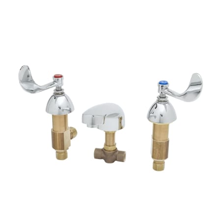 T and S Brass 2.2 GPM Deck Mounted Bathroom Faucet with Wrist Blade Handles Chrome