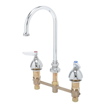 T and S Brass 13.56 GPM 8" Concealed Deck Mounted Lavatory Faucet with 5-11/16" Swivel Gooseneck Spout - Includes Lever Handles Chrome