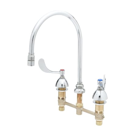 T and S Brass 0.5 GPM 8" Concealed Deck Mounted Lavatory Faucet with 8-13/16" Swivel Gooseneck Spout - Includes Wristblade Handles Chrome