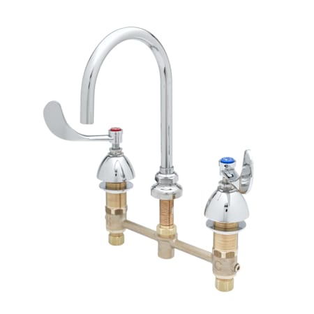 T and S Brass 1.6 GPM 8" Concealed Deck Mounted Lavatory Faucet with 5-11/16" Swivel Gooseneck Spout - Includes Compression Cartridge Chrome
