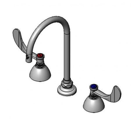T and S Brass 1.0 GPM 8" Concealed Deck Mounted Lavatory Faucet with 5-11/16" Swivel Gooseneck Spout - Includes Wristblade Handles Chrome
