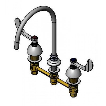 T and S Brass 1.4 GPM Concealed Deck Mounted Lavatory Faucet with 7-11/16" Swivel Gooseneck Spout - Includes Wristblade Handles Chrome