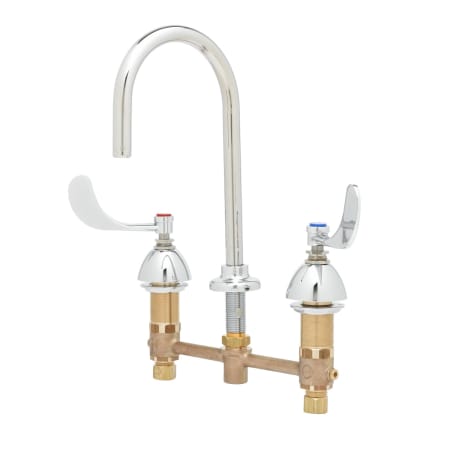 T and S Brass 1.6 GPM Concealed Deck Mounted Lavatory Faucet with 5-1/2" Rigid Gooseneck Spout - Includes Wristblade Handles Chrome