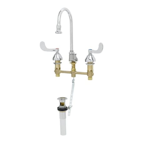 T and S Brass 2.20 GPM Widespread Bathroom Faucet with Pop-Up Drain Assembly Chrome Plated