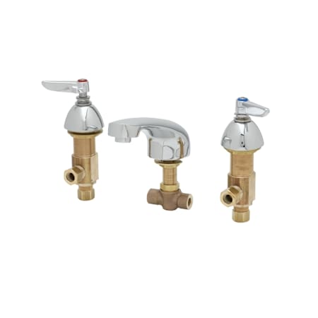 T and S Brass 2.2 GPM Concealed Deck Mounted Lavatory Faucet with Integral Spout and Adjustable Centers - Includes Lever Handles Chrome