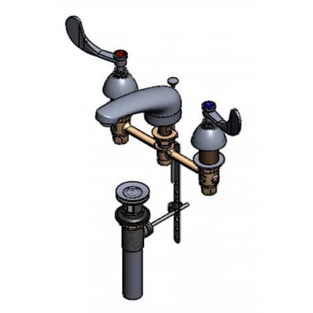 T and S Brass 2.2 GPM 8" Concealed Deck Mounted Lavatory Faucet with Integral Spout - Includes Pop-Up Drain with Pull Rod Chrome