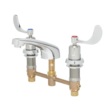 T and S Brass 2.2 GPM 8" Concealed Deck Mounted Lavatory Faucet with Integral Spout - Includes Wrist Blade Handles with Escutcheons Chrome