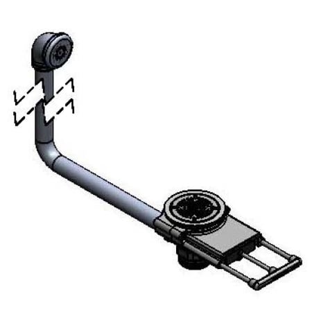 T and S Brass Modular Waste Drain Valve w/ Pull Handle, 3 1/2" Sink Opening, 2" NPT Male / 1-1/2" NPT Female Outlet and Overflow Tube Chrome