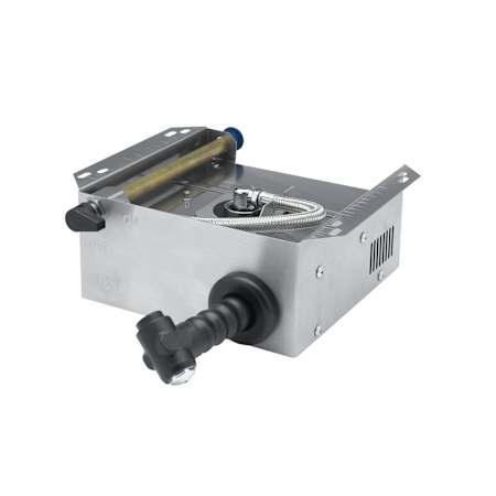 T and S Brass Combination Oven Hose Reel with Shroud, 6' Retractable Hose, and Push Button Spray Valve N/A