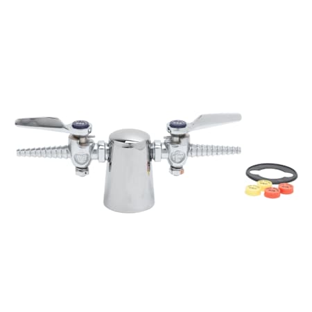 T and S Brass Laboratory Turret with Two Tapered 180 Degree Hose Cocks Chrome