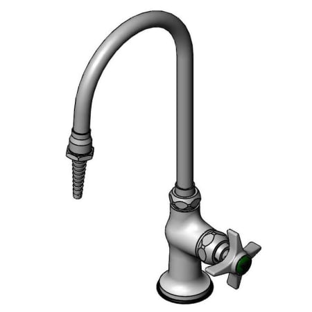 T and S Brass 4.04 GPM Deck Mounted Single Temperature Single Hole Laboratory Faucet with Serrated Tip Outlet and Swivel Gooseneck - Includes Cross Handle Chrome