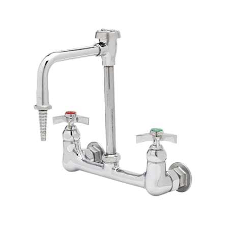 T and S Brass 4.76 GPM Wall Mounted Bridge Faucet with Serrated Tip Outlet Chrome