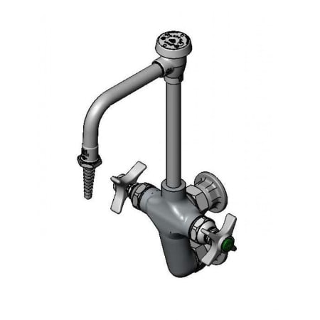 T and S Brass 4.21 GPM Wall Mounted Mixing Faucet with Serrated Tip Outlet Chrome
