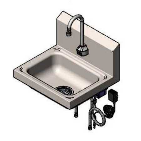 T and S Brass Brass 17.25" Wall Mounted Food Service Sink Chrome Plated
