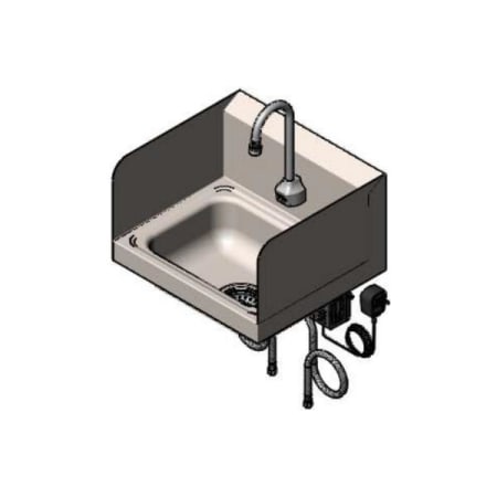 T and S Brass Sink Package: Hand Wash Sink with Drain Assembly and Side Shields & EC-3101 Sensor Faucet Chrome Plated