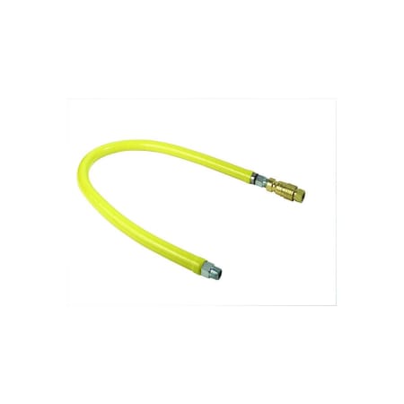 T and S Brass Gas Appliance Connector - 48" Coated Gas Hose with 1-1/4" NPT Male Ends and 2-Piece Quick Disconnect - Includes 90° Elbow and Street Elbow Yellow