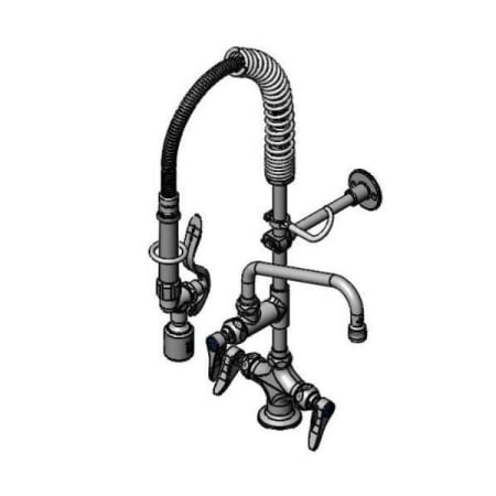 T and S Brass Mini-Pre-Rinse unit with B-0107-C, 6" Swivel Nozzle, Lever Handles, Wall Bracket "MINI PRE-RINSE UNIT" Chrome
