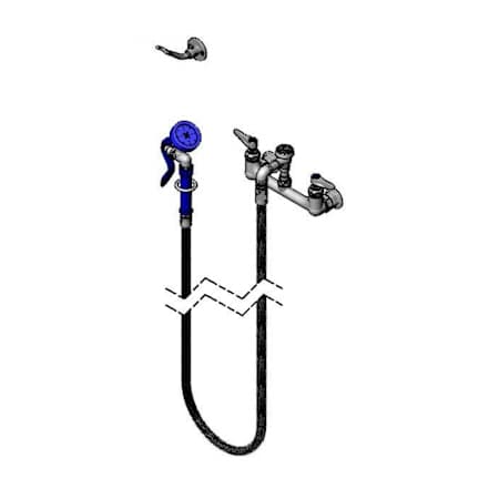 T and S Brass 4.2 GPM Wall Mounted Pet Grooming Station with High Flow Angled Spray Valve - Includes and 104" Flexible Stainless Steel Hose Chrome