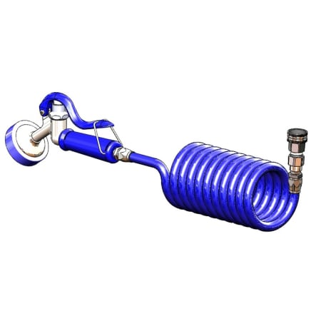 T and S Brass Aluminum Angle Spray Valve with Coiled Polyurethane Supply Hose - Includes Garden Hose Female Thread Adapter with Washer Blue