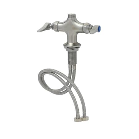 T and S Brass Ever Steel Double Handle Deck Mounted Food Service Faucet Brushed Stainless Steel