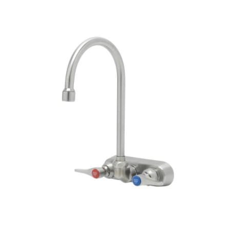 T and S Brass Ever Steel Double Handle 4" Deck Mounted Food Service Faucet Brushed Stainless Steel