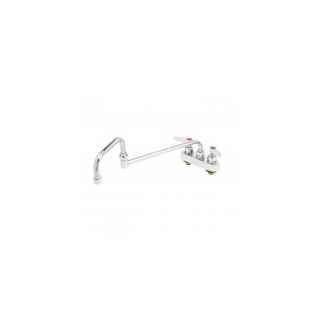 T and S Brass Deck Mounted Workboard Faucet with 4" Centers, 18" Double Joint Nozzle, 2.2 GPM Aerator and Lever Handles Chrome