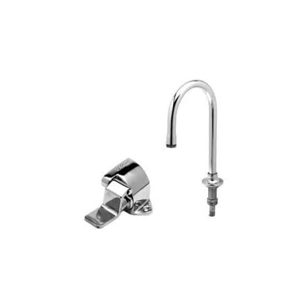 T and S Brass Single Pedal Valve with Dummy Rigid Gooseneck and Rosespray Outlet Chrome