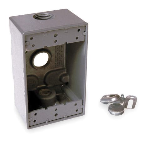 TayMac 2-3/4" Single Gang Box with 3 Threaded Outlets Gray