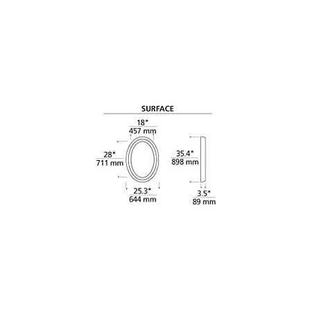 Dimensions Tigris Mirror Oval Surface