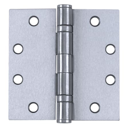Tell Manufacturing 4-1/2 x 4-1/2 Ball Bearing Square Corner Butt Hinge - Pack of 3 Satin Chrome