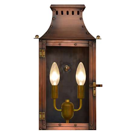 The CopperSmith Yorktown 2 Light 16" Tall Copper Electric Outdoor Wall Sconce Antique Copper
