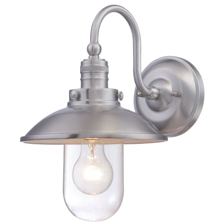 The Great Outdoors Downtown Edison 1 Light Outdoor Wall Sconce with Clear Glass Shade Brushed Aluminum