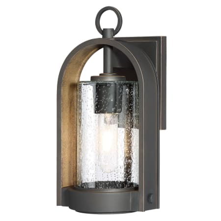 The Great Outdoors Kamstra 1 Light 13-1/2" Tall Outdoor Wall Sconce with Clear Seedy Glass Oil Rubbed Bronze / Gold