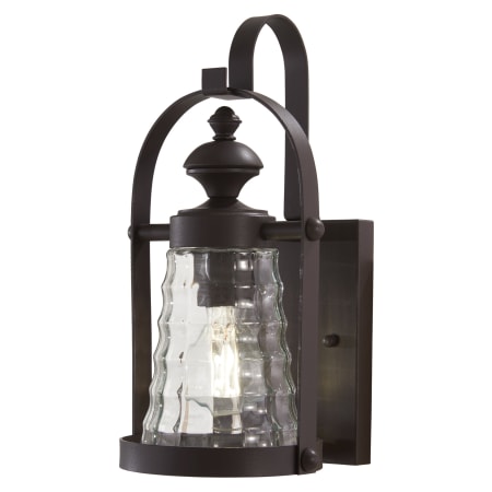 The Great Outdoors Sycamore Trail 1 Light 13" Tall Outdoor Wall Sconce with Clear Stripe Glass Dorian Bronze