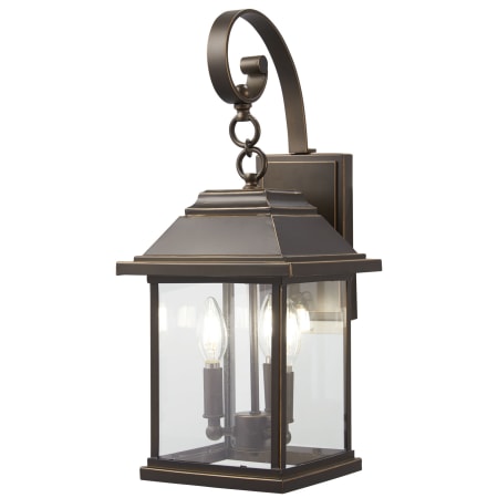 The Great Outdoors Mariner's Pointe 3 Light 21-1/2" Tall Outdoor Wall Sconce with Clear Glass Shade Oil Rubbed Bronze / Gold