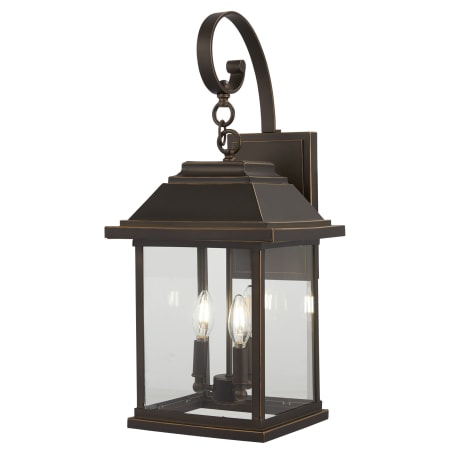 The Great Outdoors Mariner's Pointe 4 Light 25-1/2" Tall Outdoor Wall Sconce with Clear Glass Shade Oil Rubbed Bronze / Gold