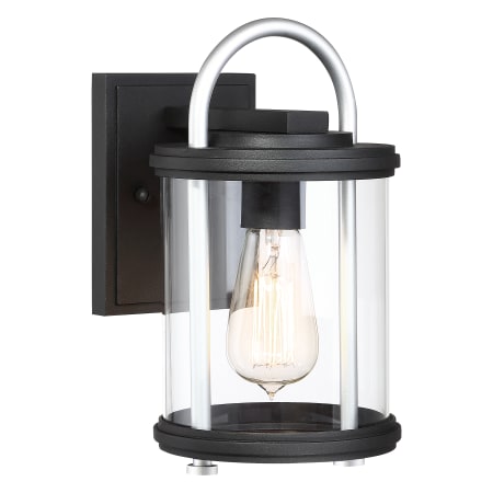 The Great Outdoors Keyser 1 Light 11.25" Tall Outdoor Wall Sconce with Clear Glass Shade Black with Silver Accent