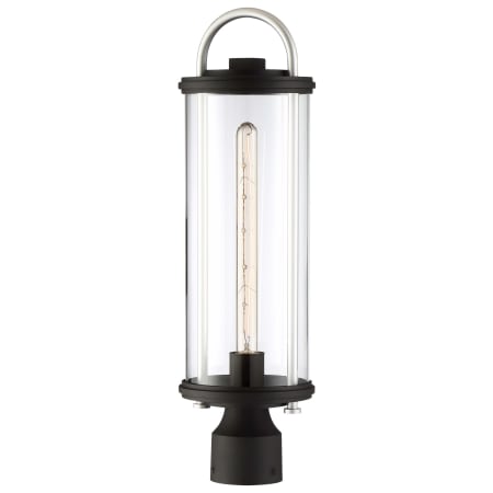 The Great Outdoors Keyser 1 Light 6-1/2" Wide Post Light with Clear Glass Black with Silver Accent