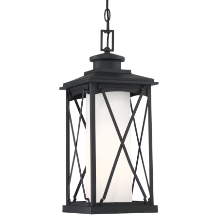 The Great Outdoors Lansdale 9" Wide Outdoor Mini Pendant with Etched Opal Glass Black