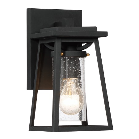 The Great Outdoors Lanister Court 1 Light 11" Tall Outdoor Wall Sconce with Clear Seeded Glass Black / Gold