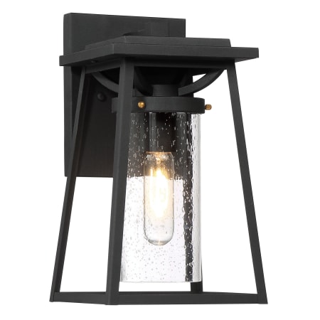 The Great Outdoors Lanister Court 1 Light 13" Tall Outdoor Wall Sconce with Seeded Glass Black / Gold