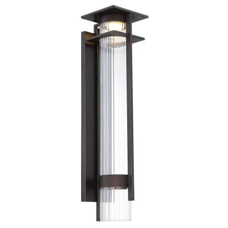 The Great Outdoors Kittner 26" Tall LED Outdoor Wall Sconce with Clear Ribbed Glass Oil Rubbed Bronze / Gold High