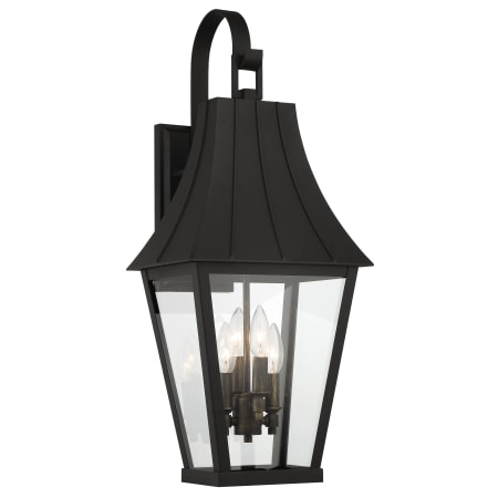 The Great Outdoors Chateau Grande 4 Light 28" Tall Outdoor Wall Sconce with Clear Glass Coal / Gold