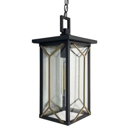The Great Outdoors Hillside Manor 8" Wide Outdoor Pendant with Clear Seeded Glass Sand Coal / Honey Gold