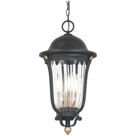 The Great Outdoors Peale Street 4 Light 12" Wide Outdoor Pendant with Fluted Glass Shade Sand Coal / Vermeil Gold