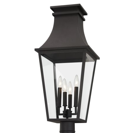 The Great Outdoors Gloucester 4 Light 28" Tall Post Light with Clear Glass Shade Sand Coal