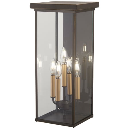 The Great Outdoors Casway 5 Light 22" Tall Outdoor Wall Sconce with Square Glass Shade Oil Rubbed Bronze / Gold