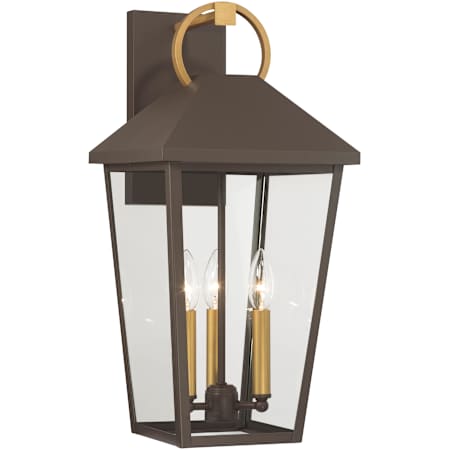 The Great Outdoors Bayra 3 Light 21" Tall Outdoor Wall Sconce Painted Legacy Brass / Dark Bronze