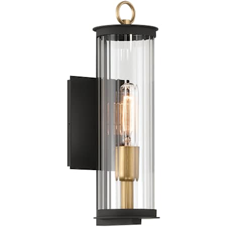 The Great Outdoors Cara 14" Tall Outdoor Wall Sconce Dark Matte Black / Painted Legacy Brass