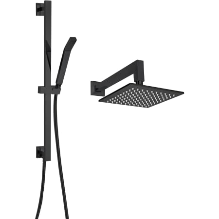 ThermaSol Thermostatic Shower System with Shower Head, Hand Shower, Slide Bar, Hose, and Shower Arm Matte Black
